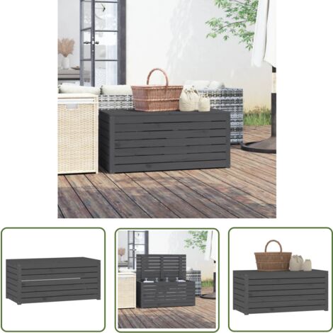 The Living Store Gartenbox Grau 101x50,5x46,5 cm Massivholz Kiefer - Gartenbox - Holz Gartenbox - Outdoor Box - Lagerbox - Werkzeugkasten