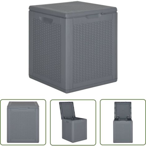The Living Store Gartenbox Grau PP Rattan 90 L - Gartenbox - Auflagenbox - Gartenmöbel - Outdoor Möbel - Rattan Optik