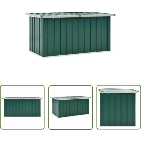 The Living Store Gartenbox Grün 129x67x65 cm - Gartenbox - Stahltür - Gartenschuppen - Auflagenbox - Gartenaufbewahrung