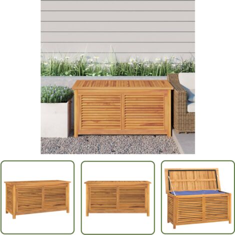 The Living Store Gartenbox mit Beutel 114x50x58 cm Massivholz Teak - Gartenbox - Teakholz - Outdoor Möbel - Außenmöbel - Gartenaufbewahrung