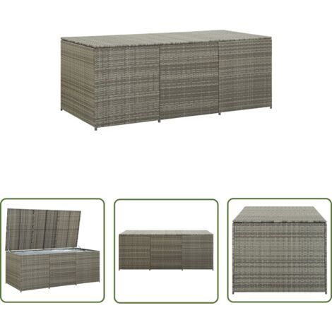 The Living Store Gartenbox Poly Rattan 180x90x70 cm Grau - Gartenbox - Auflagenbox - Gartenmöbel - Outdoor Box - Rattan Gartenmöbel