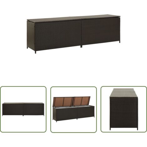 The Living Store Gartenbox Poly Rattan 200x50x60 cm Braun - Gartenbox - Auflagenbox - Gartenmöbel - Outdoor Box - Rattan Gartenmöbel