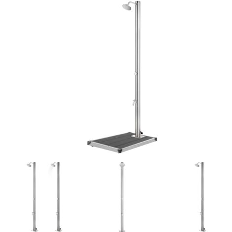The Living Store - Gartendusche mit Grauer Bodenplatte 220 cm Edelstahl