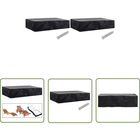 The Living Store Gartenliege-Abdeckungen 2 Stk. 8 Ösen 218x77x55 cm - Gartenmöbelschutzhülle - Gartenabdeckung - Sonnenliegenabdeckung - Gartentisch Abdecken - Gartenbank Abdecken