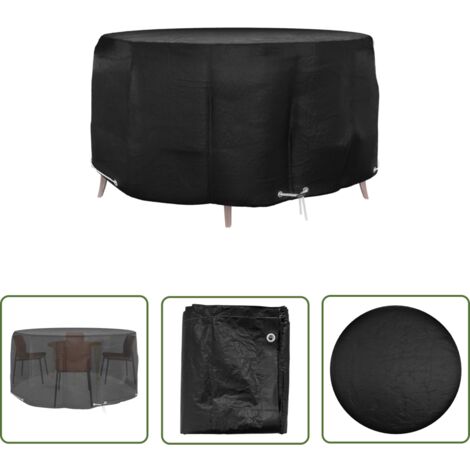 The Living Store Gartenmöbel-Abdeckung 10 Ösen Ø230x90 cm Rund - Gartenmöbelschutzhülle - Rattanmöbel Abdecken - Wetterfest - UV-beständig - Gartenmöbelüberdachung