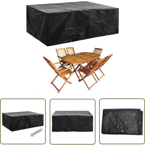 The Living Store Gartenmöbel-Abdeckung 8 Ösen 242x162x100 cm - Gartenmöbelschutzhülle - Gartenmöbelabdeckung - Wetterfeste Abdeckung - UV-Schutz - Gartenmöbelauflagen