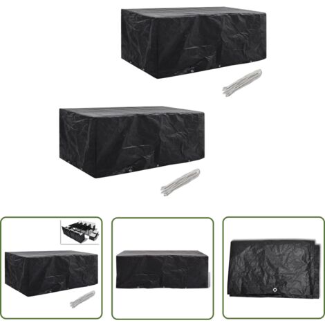 The Living Store Gartenmöbel-Abdeckungen 2 Stk. 10 Ösen 229x113 cm - Gartenmöbelschutzhülle - Rattan Möbel Abdecken - Gartenmöbel Abzudecken - Wetterfeste Gartenmöbelabdeckung - Uv Beständige Gartenmö