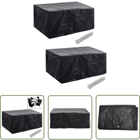 The Living Store Gartenmöbel-Abdeckungen 2 Stk. 10 Ösen 240x140 cm - Gartenmöbelschutzhülle - Rattan Möbel Abdecken - Gartenmöbel Abzudecken - Wetterfeste Gartenmöbelabdeckung - UV-Schutz Gartenmöbel