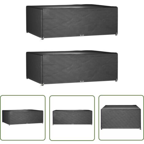 The Living Store Gartenmöbel-Abdeckungen 2 Stk. 12 Ösen 270x180x90 cm Rechteckig - Gartenmöbelschutzhülle - Rattanmöbel Abdecken - Wetterfeste Gartenabdeckung - UV-resistente Abdeckung - Gartenmöbelüb