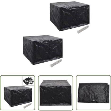 The Living Store Gartenmöbel-Abdeckungen 2 Stk. 4 Personen Poly Rattan 8 Ösen - Gartenmöbel Abdeckung - Outdoor Überdachung - Rattan Möbelschutz - Wetterfest - Wasserdicht
