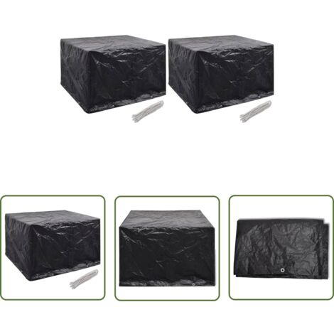 The Living Store Gartenmöbel-Abdeckungen 2 Stk. 8 Ösen 135x135x90 cm - Gartenmöbel Abdeckung - Gartenmöbel Schutzhülle - Rattan Möbelschutz - Wetterfeste Abdeckung - Gartenmöbel Deckung