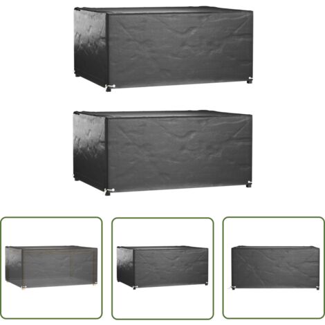 The Living Store Gartenmöbel-Abdeckungen 2 Stk. 8 Ösen 180x135x80 cm Rechteckig - Gartenmöbelschutzhülle - Rattanmöbel Abdecken - Wetterfeste Gartenabdeckung - UV-resistente Gartenabdeckung - Gartenmö