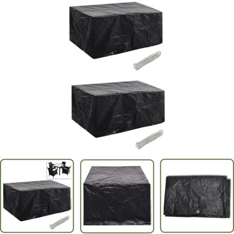 The Living Store Gartenmöbel-Abdeckungen 2 Stk. 8 Ösen 180x140 cm - Gartenmöbelschutzhülle - Gartenabdeckung - Rattan Möbel Schutz - Wetterfeste Abdeckung - UV-Schutz