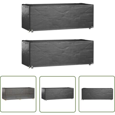 The Living Store Gartenmöbel-Abdeckungen 2 Stk. 8 Ösen 192x82x65 cm Rechteckig - Gartenmöbelschutzhülle - Gartenmöbelabdeckung - Wetterfeste Gartenmöbelabdeckung - UV-resistente Gartenmöbelabdeckung -