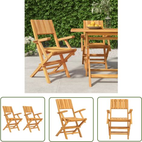 The Living Store Gartenstühle 2 Stk. Klappbar 55x61x90 cm Massivholz Teak - Teakholzgartenstuhl - Klappbarer Gartenstuhl - Gartenstühle Set - Outdoor Möbel - Balkonmöbel