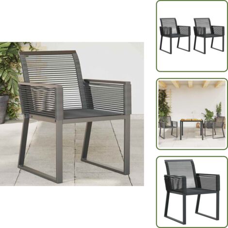 The Living Store Gartenstühle 2 Stk. Schwarz Poly Rattan - Gartenstühle - Outdoor Möbel - Balkonmöbel - Esszimmerset - Rattan Gartenmöbel