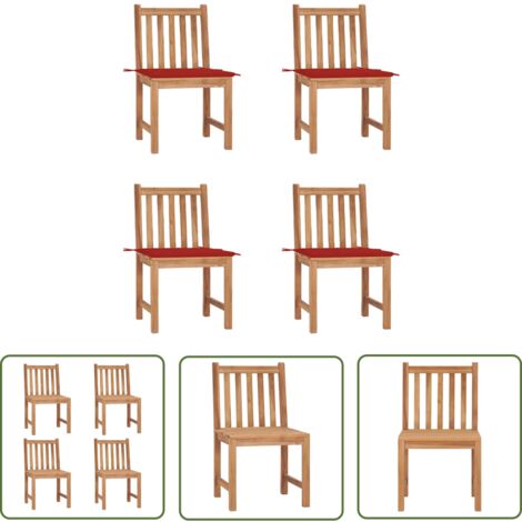 The Living Store Gartenstühle 4 Stk. mit Kissen Massivholz Teak - Gartenstühle - Teakholzmöbel - Outdoormöbel - Esszimmerstühle - Balkonmöbel