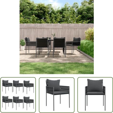 The Living Store Gartenstühle mit Kissen 6 Stk. Schwarz 54x61x83 cm Poly Rattan - Gartenstühle - Outdoor Möbel - Balkonmöbel - Terrassentisch - Lounge Set