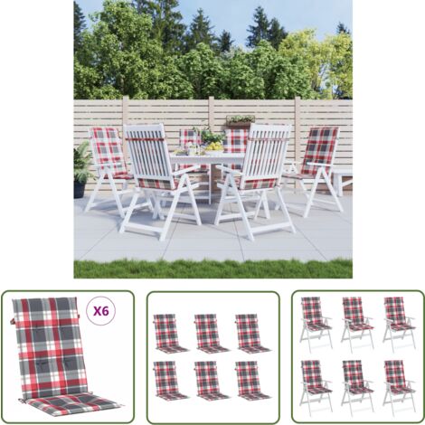 The Living Store Gartenstuhlauflagen für Hochlehner 6 Stk. 120x50x3 cm Stoff - Hochlehner-Sitzauflage - Gartenstuhlkissen - Outdoor-Kissen - Polsterkissen - Wasserfeste Kissen