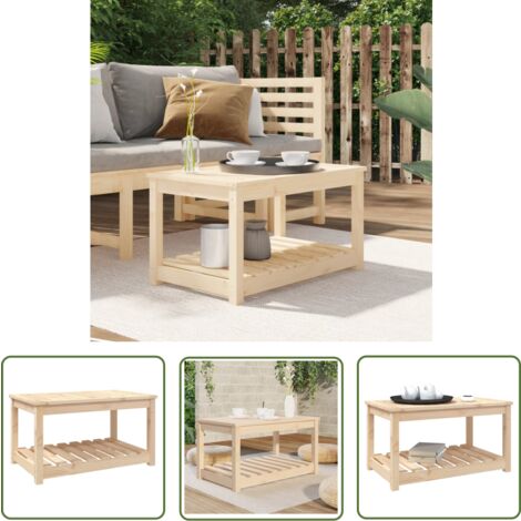 The Living Store Gartentisch 82,5x50,5x45 cm Massivholz Kiefer - Holztisch - Esszimmertisch - Gartenmöbel - Terrassenmöbel - Kiefernholztisch