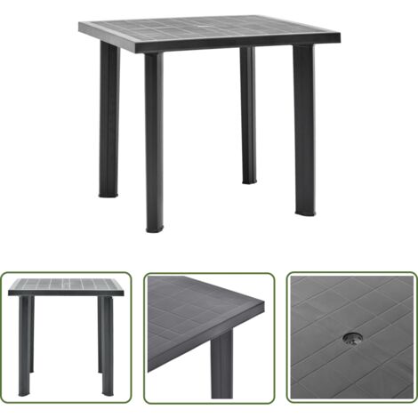 The Living Store Gartentisch Anthrazit 80x75x72 cm Kunststoff - Gartentisch - Kunststoffe Möbel - Outdoor Tisch - Sonnenschutz - Witterungsbeständig