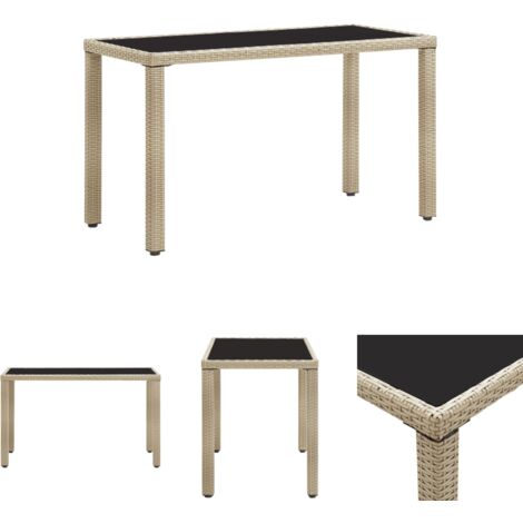 The Living Store Gartentisch Beige 123 x 60 x 74 cm Poly Rattan - Gartentische