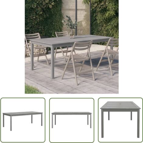 The Living Store Gartentisch Grau 200x100x75 cm Massivholz Akazie - Holztisch - Esszimmertisch - Gartenmöbel - Outdoor Möbel - Akazienholz