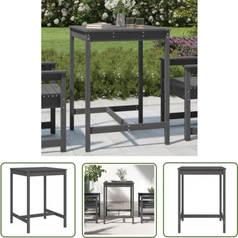 The Living Store Gartentisch Grau 82,5x82,5x110 cm Massivholz Kiefer - Gartentisch - Holzttisch - Esszimmertisch - Balkontisch - Terrassetisch
