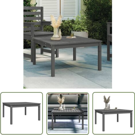The Living Store Gartentisch Grau 82,5x82,5x45 cm Massivholz Kiefer - Gartentisch - Esszimmertisch - Holzmöbel - Terrassenmöbel - Gartenlounge