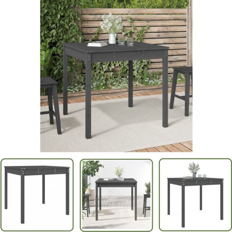 The Living Store Gartentisch Grau 82,5x82,5x76 cm Massivholz Kiefer - Gartentisch - Esstisch Im Freien - Holzmöbel - Terrassenmöbel - Gartenmöbelset