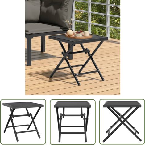 The Living Store Gartentisch Klappbar Anthrazit 38x38x38 cm Stahlgitter - Gartentisch - Klapptisch - Balkontisch - Terrassenmöbel - Esstisch