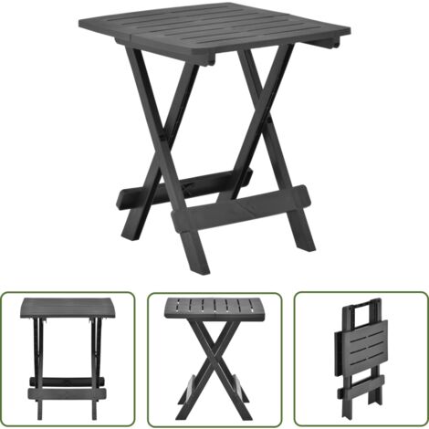 The Living Store Gartentisch Klappbar Anthrazit 45x43x50 cm Kunststoff - Gartentisch - Klapptisch - Outdoortisch - Plastiktisch - Balkontisch