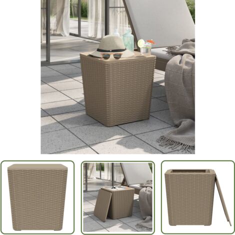 The Living Store Gartentisch mit Abnehmbarer Tischplatte Hellbraun Polypropylen - Gartentisch - Outdoor Möbel - Rattan Optik - Polypropylen - Gartenmöbel