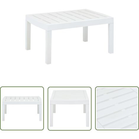 The Living Store Gartentisch Weiß 78x55x38 cm Kunststoff - Gartentisch - Kunststofftisch - Weißer Gartentisch - Wetterfestes Möbel - Pflegeleichter Tisch