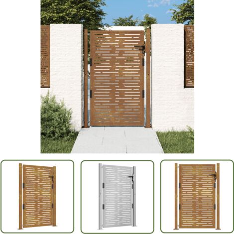The Living Store Gartentor 105x130 cm Cortenstahl Quadratisches Design - Cortenstahltor - Gartentor - Zaun - Sicherheitszaun - Rustikales Tor