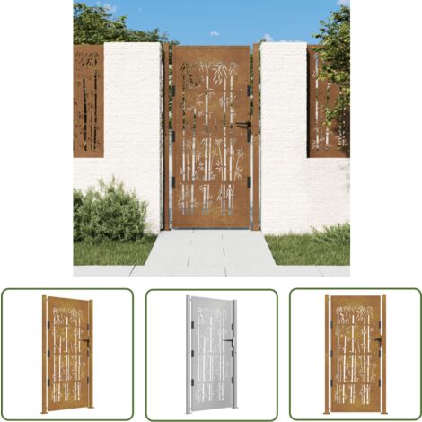 The Living Store Gartentor 105x205 cm Cortenstahl Bambus-Design - Cortenstahltor - Gartentor - Zaun - Sicherheitszaun - Edelstahltor