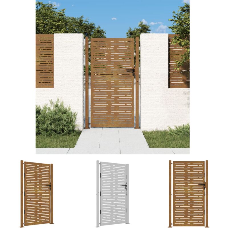 The Living Store Gartentor 105x205 Cm Cortenstahl Quadratisches Design - Gartentore