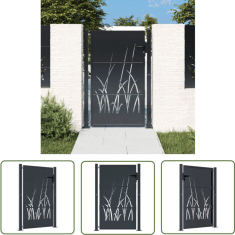 The Living Store Gartentor Anthrazit 105x155 cm Stahl Gras-Design - Gartentor - Metalltor - Stahltür - Zaun - Einfahrtstor