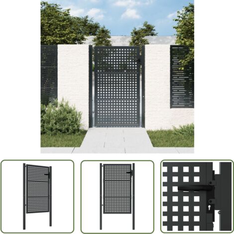 The Living Store Gartentor Anthrazit 105x200 cm Stahl - Gartentor - Metalltor - Stahltür - Zaun - Einfahrtstor