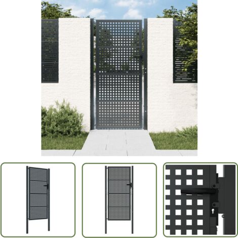 The Living Store Gartentor Anthrazit 105x225 cm Stahl - Gartentor - Stahltür - Zaun - Einfahrtstor - Sicherheitszaun