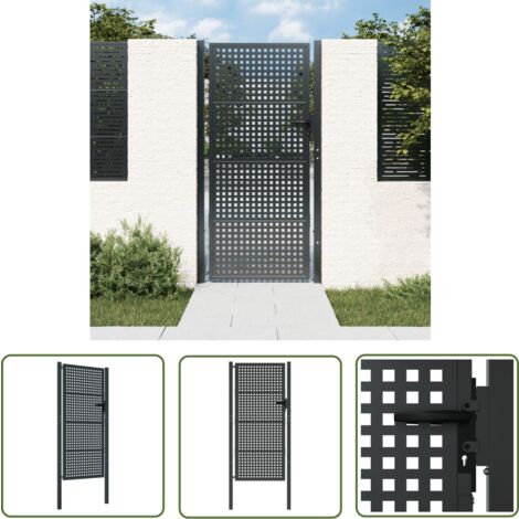 The Living Store Gartentor Anthrazit 105x250 cm Stahl - Gartentor - Metalltor - Stahltür - Zaun - Einfahrtstor