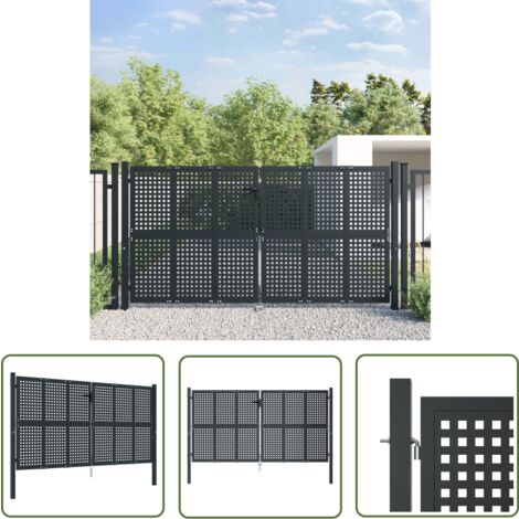 The Living Store Gartentor Anthrazit 300x150 cm Stahl - Gartentor - Metalltor - Stahltür - Zaun - Einfahrtstor