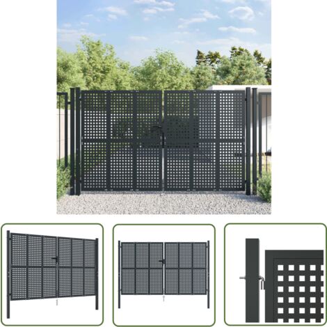 The Living Store Gartentor Anthrazit 300x175 cm Stahl - Gartentor - Stahltür - Zaun - Terrasseingang - Sicherheitszaun