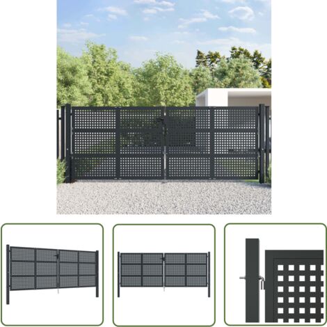 The Living Store Gartentor Anthrazit 400x125 cm Stahl - Gartentor - Metalltor - Stahltür - Zaun - Einfahrtstor
