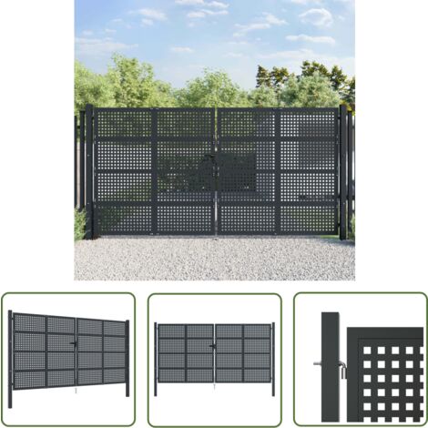 The Living Store Gartentor Anthrazit 400x175 cm Stahl - Gartentor - Stahltür - Zaun - Tor - Außenbereich