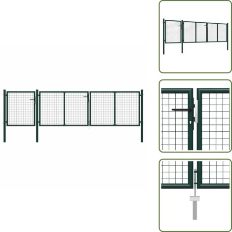 The Living Store Gartentor aus Stahl 400 x 100 cm Grün - Stahl
