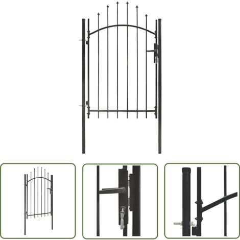 The Living Store Gartentor Stahl 1 x 2 m Schwarz - Gartentor - Stahltür - Zaunteil - Einfahrtstor - Sicherheitszaun