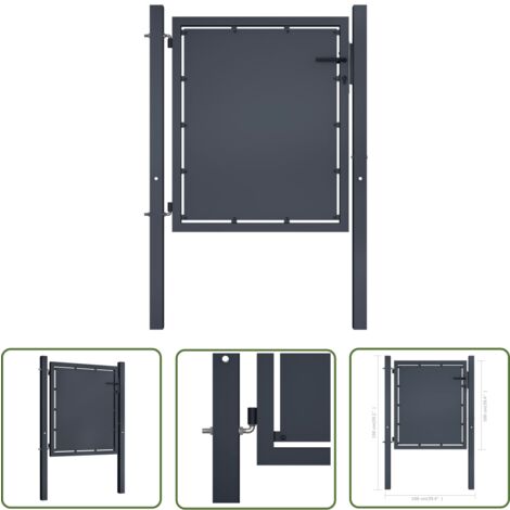 The Living Store Gartentor Stahl 100×100 cm Anthrazit - Zaun - Gartentor - Stahltür - Tor Anthrazit - Sicherheitszaun