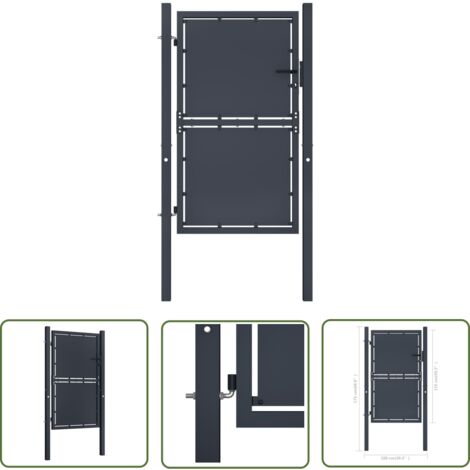 The Living Store Gartentor Stahl 100×125 cm Anthrazit - Gartentor - Stahltür - Zaunportal - Zaunteil - Einfahrtstor