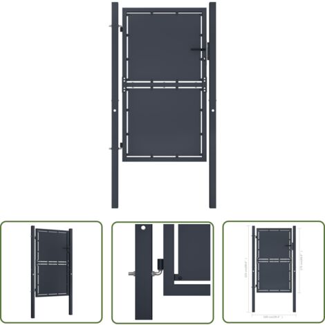 The Living Store Gartentor Stahl 100×175 cm Anthrazit - Gartentor - Stahltür - Zaunportal - Zaunteil - Anthrazit